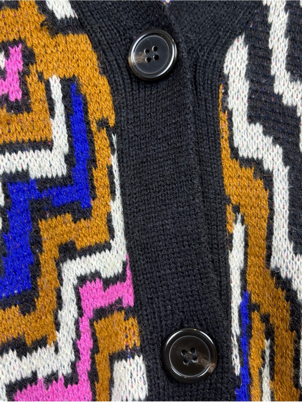 FARM Rio Caramel Tropical Cardigan Size Large Multicolor Knit Oversize Geometric - Picture 4 of 7